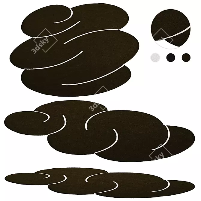 Okej Cloud Gray Squiggle Rug 3D model image 3