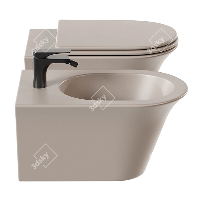 Avigo Wall-Hung WC & Bidet 3D model image 2