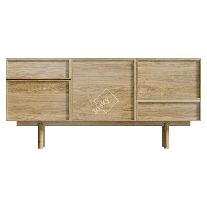 Hubsch Sideboard - Natural Oak 3D model image 2