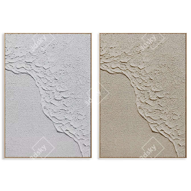 Textured Plaster Photo Frame Set 3D model image 3