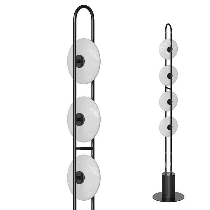 Corner Design Wheels Floor Lamp 3D model image 1