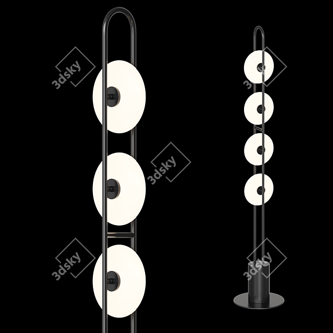 Corner Design Wheels Floor Lamp 3D model image 2