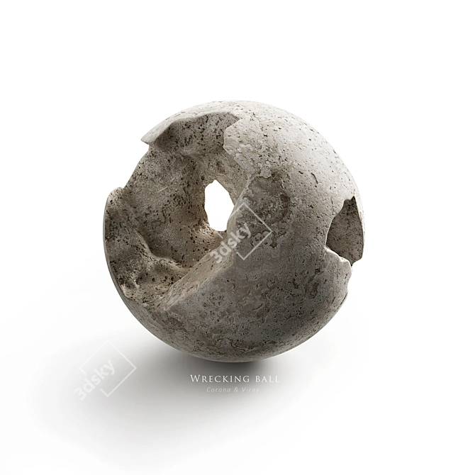 Limestone Sphere in Stone Bowl 3D model image 1