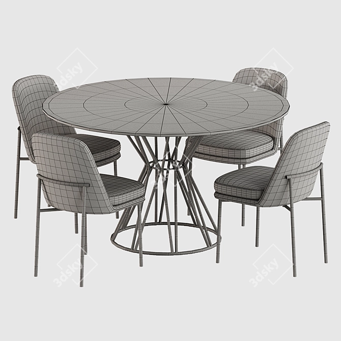 Contemporary Dining Set Glass Metal 3D model image 3