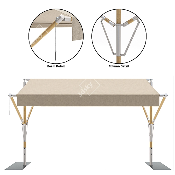 Outdoor Sunshade Cabana Non-Table 3D model image 2