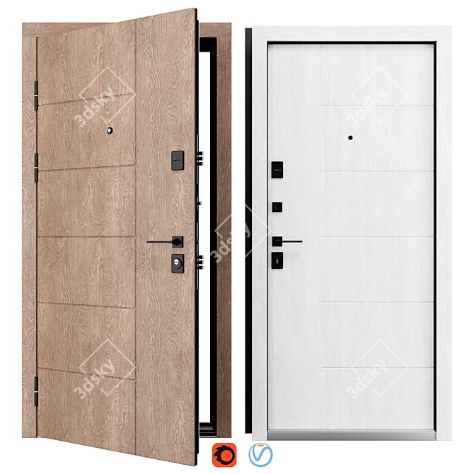 Rodos Metal Entrance Door F-104 3D model image 1