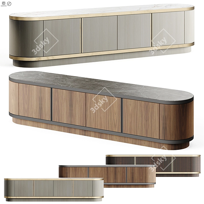 Laskasas BROWN Sideboard: Exquisite Elegance 3D model image 7