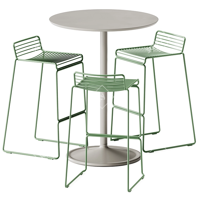 Scandinavian Style Cafe Set: Muuto Soft Table & Hay Hee Stool 3D model image 1