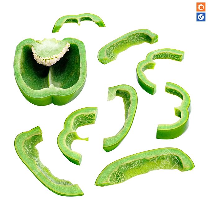 Title: Texture Ready Pepper Cut Model 3D model image 1