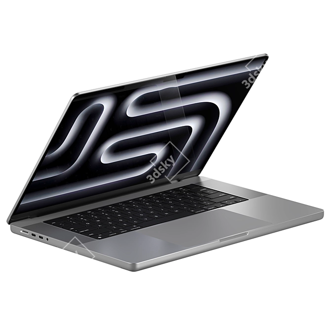 Silver Apple MacBook 16 3D 3D model image 2