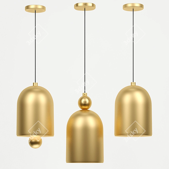 Elegant Gold Bell Pendant Lamp 3D model image 2