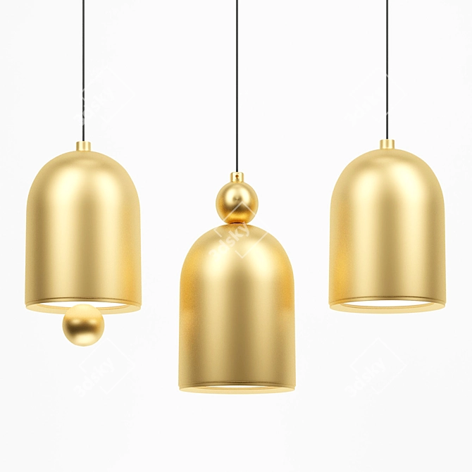 Elegant Gold Bell Pendant Lamp 3D model image 7