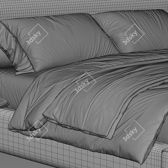 Elegant Abbyson Luxe Upholstered Bed 3D model image 3