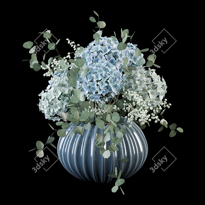 Hydrangea Bouquet 3D Model Set 3D model image 6