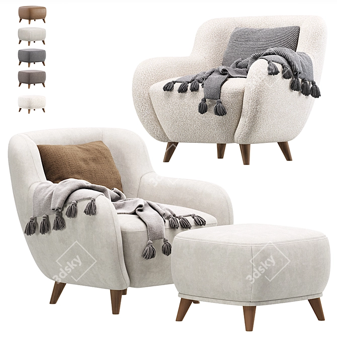 Luxury Happy Velvet Armchair from Divan.ru 3D model image 1