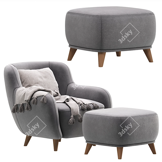 Luxury Happy Velvet Armchair from Divan.ru 3D model image 2