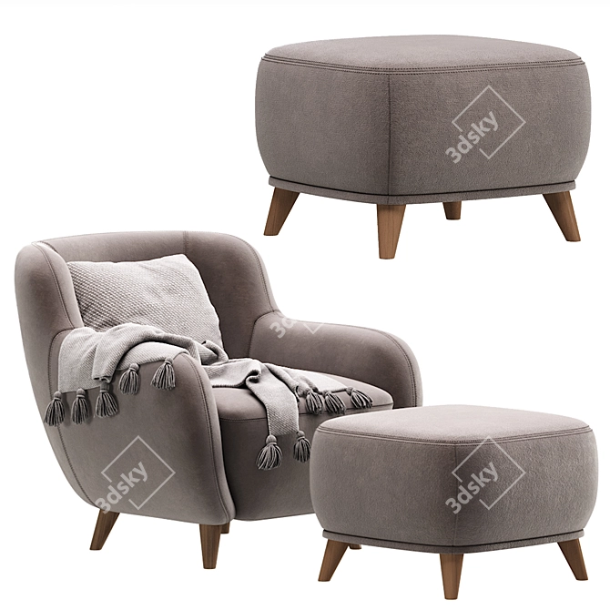 Luxury Happy Velvet Armchair from Divan.ru 3D model image 3