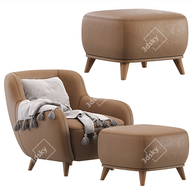 Luxury Happy Velvet Armchair from Divan.ru 3D model image 4