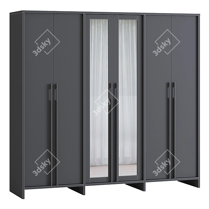 Modern Japandi 6-Door Wardrobe 3D model image 3