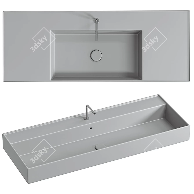 Modern White Ceramic Sink Fixture 3D model image 2