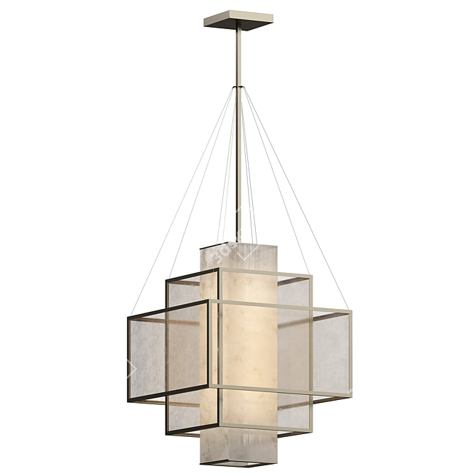 Quartz & Alabaster Chandelier, Polished Nickel 3D model image 1