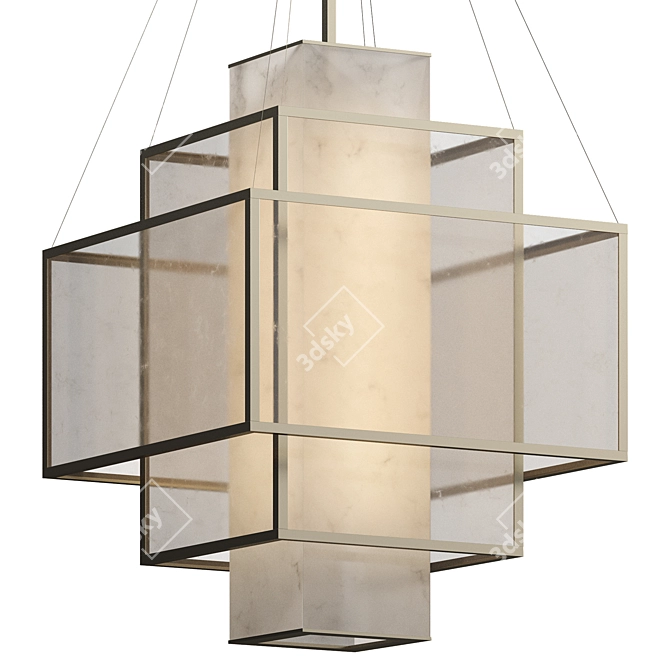 Quartz & Alabaster Chandelier, Polished Nickel 3D model image 3