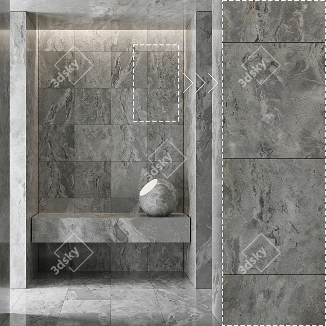 Premium Marble Stone Textured Panels 3D model image 4