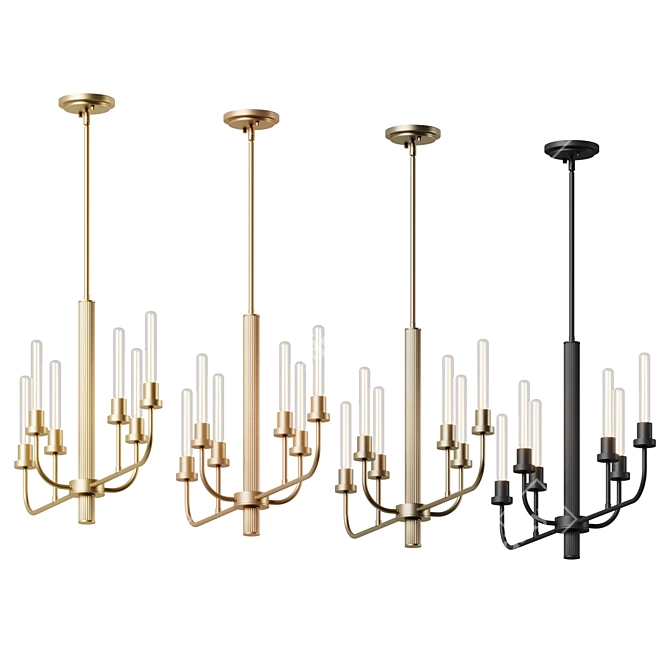 Modern Linear Bliss Pendant Light 3D model image 4