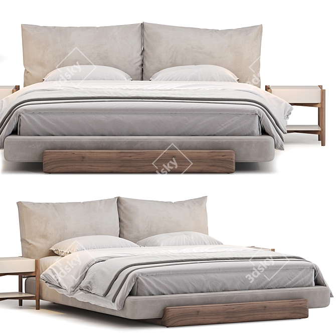 Sospiri Bed: Elegant Wood & Upholstery 3D model image 23