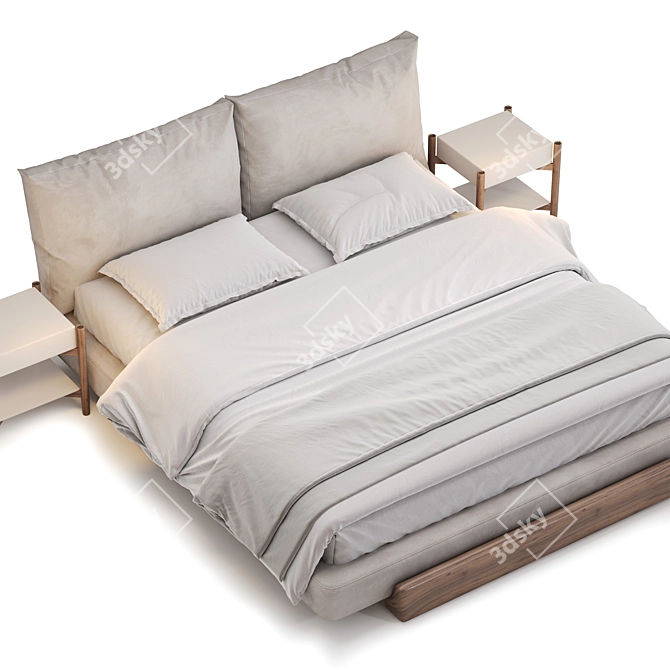 Sospiri Bed: Elegant Wood & Upholstery 3D model image 24