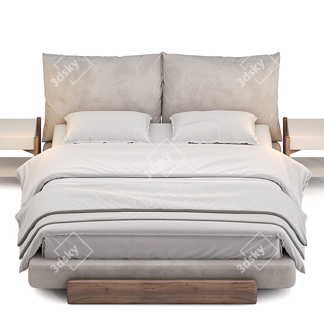 Sospiri Bed: Elegant Wood & Upholstery 3D model image 25