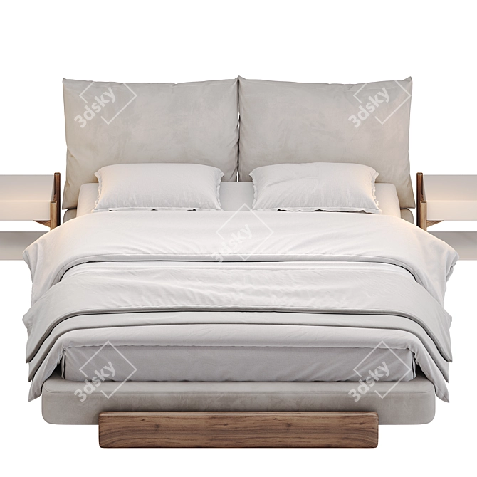 Sospiri Bed: Elegant Wood & Upholstery 3D model image 5