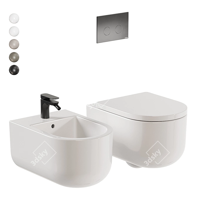 Geromin Stino Wall-Hung WC&Bidet 3D model image 2