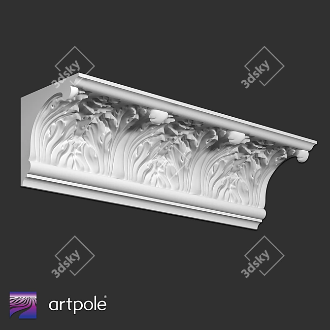 Elegant SK172N Ornamental Cornice 3D model image 1