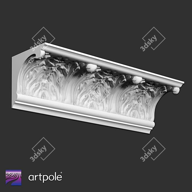 Elegant SK172N Ornamental Cornice 3D model image 2