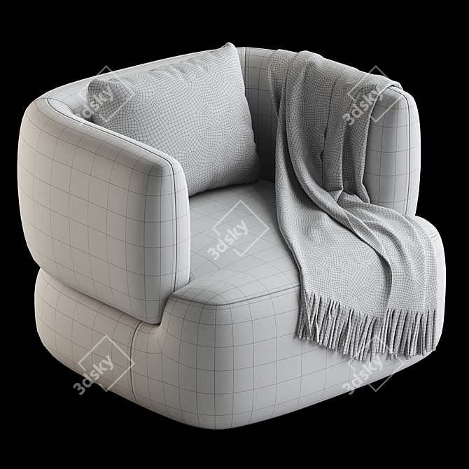 Modern Martina Swivel Armchair in Off-White Boucle 3D model image 4