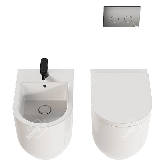 Italian Design Stino WC Set 3D model image 5