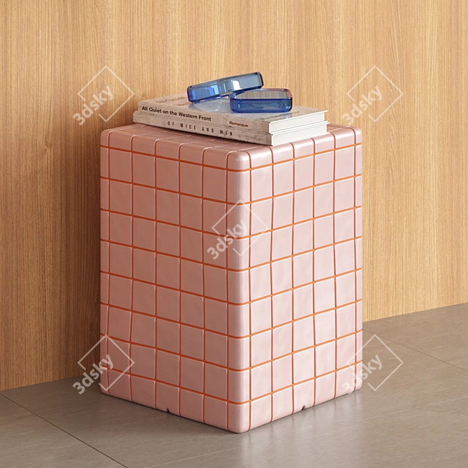 Tiled Side Table Nightstand Outdoor 3D model image 2