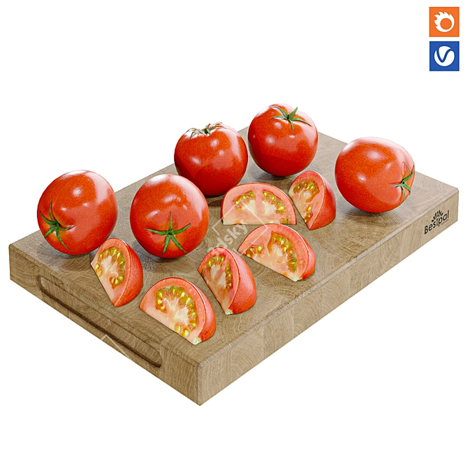 Texture-Ready Tomato Set: Kitchen Ideal 3D model image 1