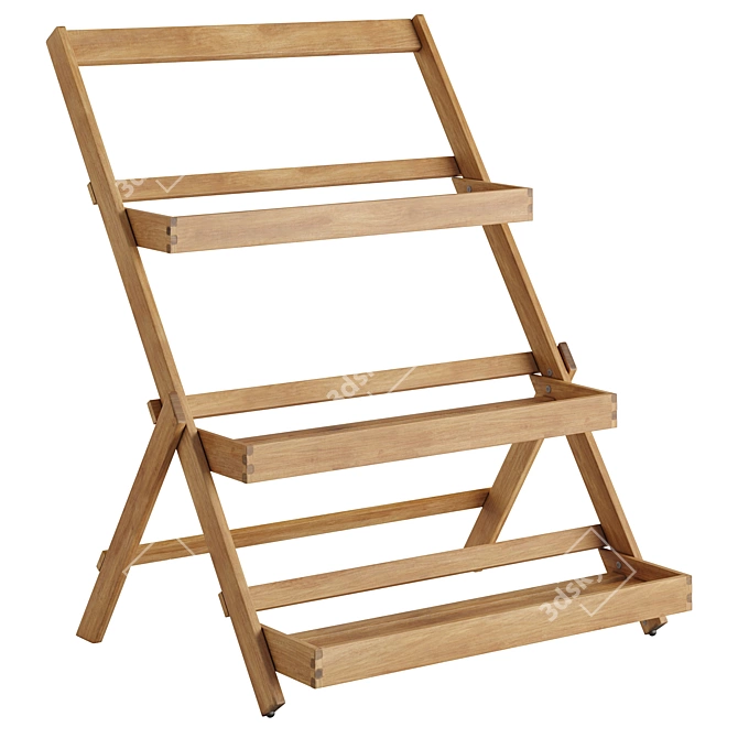 Rustic Outdoor Shelving Unit H 3D model image 1