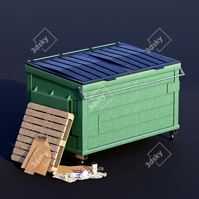 Outdoor Trash Can 3D Set 3D model image 5