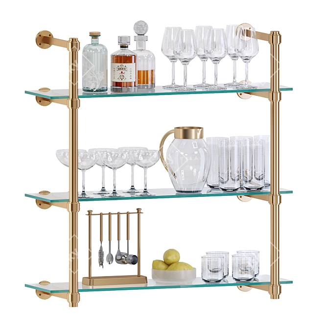 Artisan Glass Tiered Shelves 3D model image 1