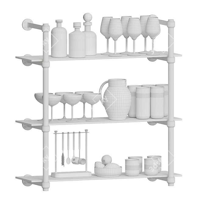 Artisan Glass Tiered Shelves 3D model image 2