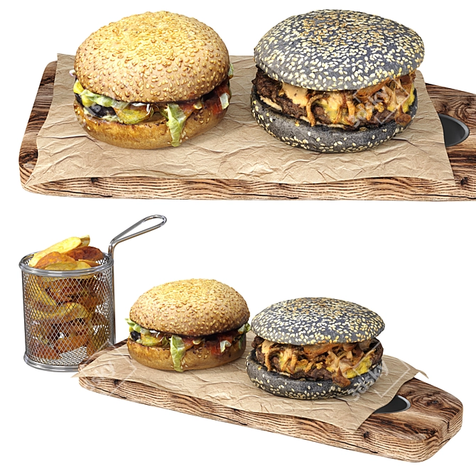 Burger and Potato Kit 3D model image 1