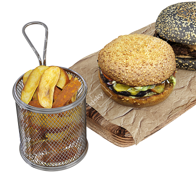 Burger and Potato Kit 3D model image 2