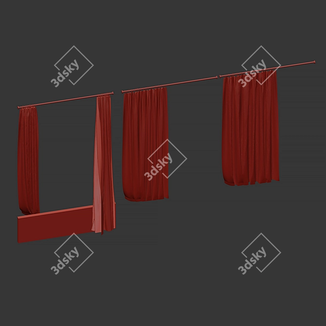 Bathroom Curtain with Ring Top 3D model image 3