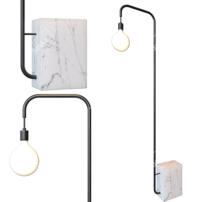 Elegant Marble Floor Lamp 3D model image 1