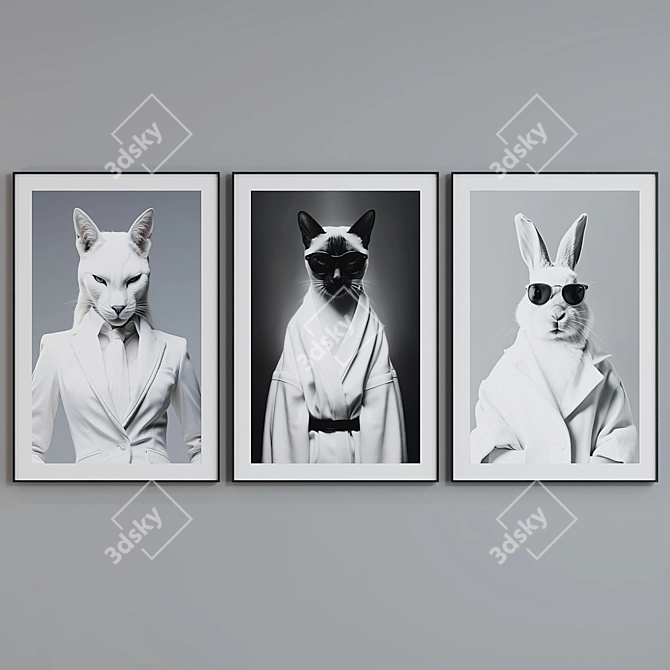 Animal Portraits Frame Set - Modern Style 3D model image 3