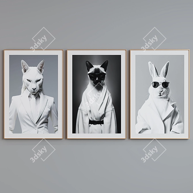 Animal Portraits Frame Set - Modern Style 3D model image 4