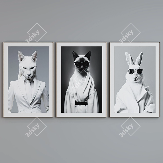 Animal Portraits Frame Set - Modern Style 3D model image 5